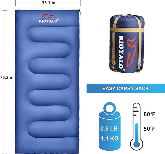 3 Season Ultralight Backpacking Sleeping Bag | Cool/Warm Weather Lightweight Camping Sleeping Bags for Adult | Compact Hiking Sleeping Bags with Compression Sack in Rectangular - 75 X 33 in