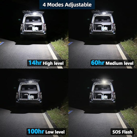 10000mAh Rechargeable Tent Light 3 Lighting Modes, 4000LM LED Portable Camping Lantern, IPX5 Waterproof, 30W Hanging Tent Light with Magnet, for Emergency & Gift