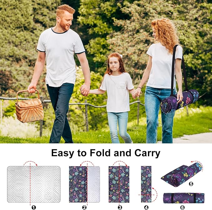 ICOSY Picnic Blankets Beach Blanket, Waterproof Outdoor Blanket Sandproof Picnic Camping Mat Camping Essentials 78" x 59"