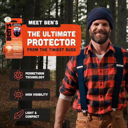 Ben's InvisiNet Xtra with Insect Shield - Comfortable Bug-Repelling Net with Permethrin & Drop Neck Design - High-Visibility Head Net with Pull String Sack