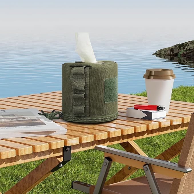 AOUTACC Tactical Roll Paper Storage Bag,Toilet Roll Paper Storage Holder with Molle Mounting Strap,Tissue Cover Organizer for Outdoor Camping,Hiking,Tactical Game-Green