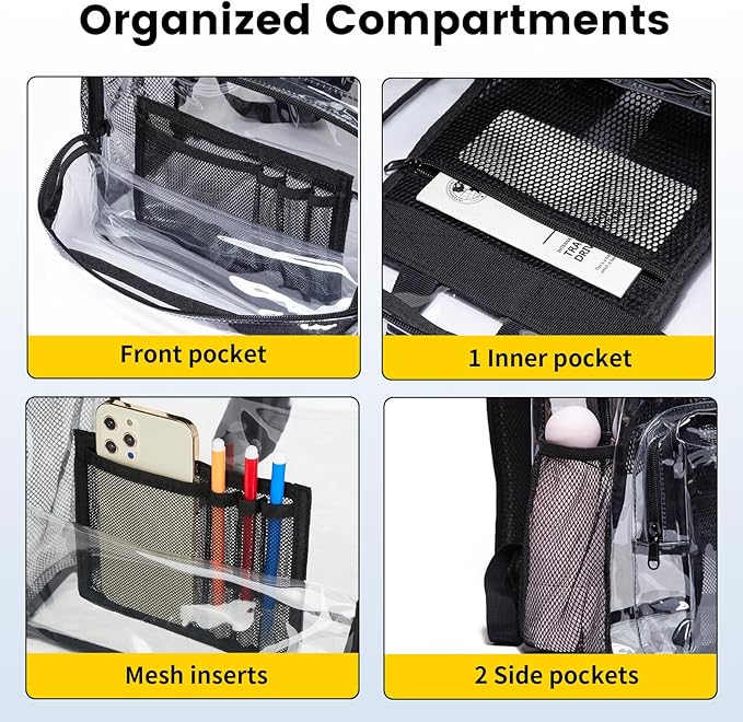 Vorspack Clear Backpack - Heavy Duty PVC Transparent See Through Backpack for College & Workplace