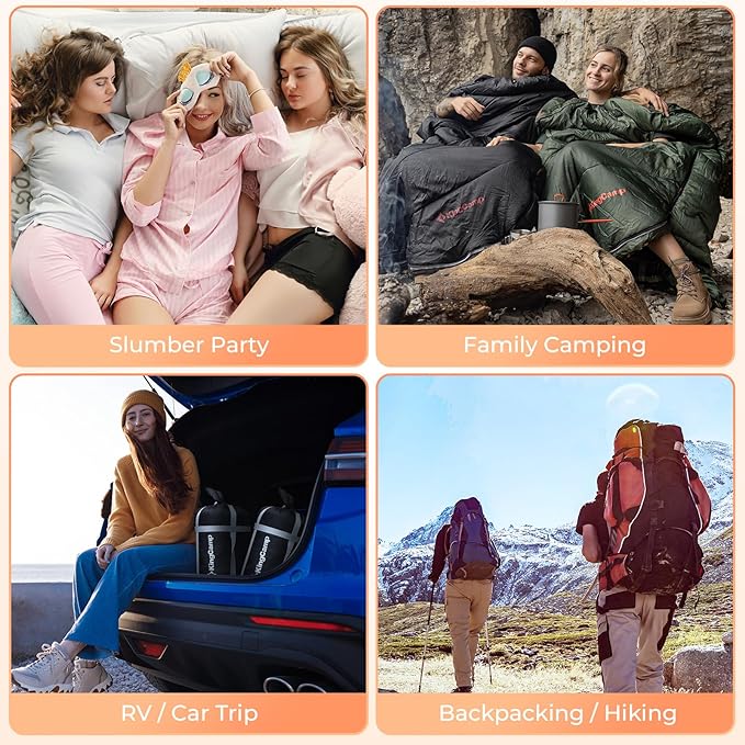 KingCamp Sleeping Bag for Adults, Cold Weather & Warm Extra Wide Big & Tall XL Portable Waterproof Flannel Sleeping Bags, Essentials Gear Accessories for Camping Backpacking Hiking Indoor & Outdoor