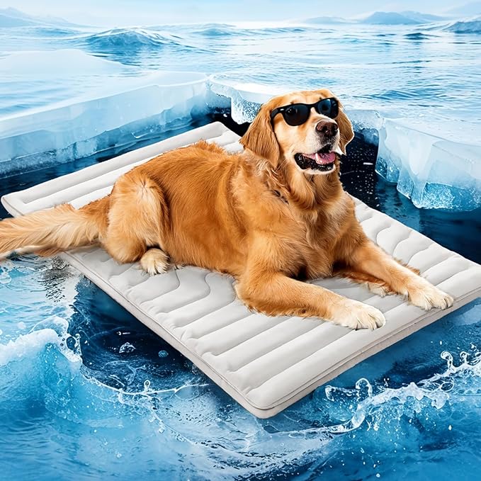ZonLi Dog Cooling Mat, 48" x 28"Large, Reversible Cooling Pad for Dogs & Cats (Cool & Warm), Durable & Machine Washable, Pet Mat for Crate, Kennel, Bed, Sofa, Arctic Grey