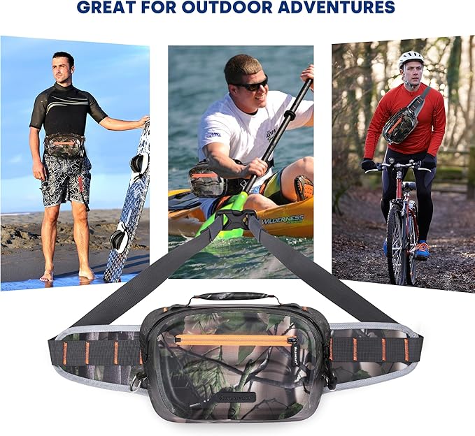 WILD HEART Airtight Waterproof Waist Bag Luya Bag 3D Dimension Shape Case 3.6L TPU Material for Outdoor Kayaking, Rafting, Boating, Swimming, Camping, Hiking, Beach, Fishing (Army Green)