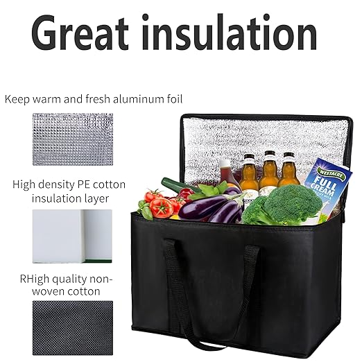 Casserole Carrier for Hot or Cold Food, Insulated Bag Lasagna Lugger Tote for Potluck Parties/Picnic/Cookouts, Fits 9"x13" Baking Dish Black Keep Food warmPans lid and Carrying case Container Heat