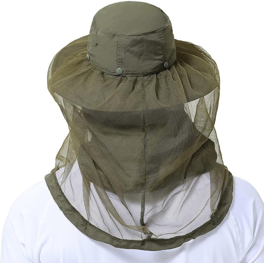 BASSDASH UPF 50+ Mosquito Sun Hat with Hidden Head Net and Neck Flap for Men Women Outdoor Fishing Hiking Camping FH16