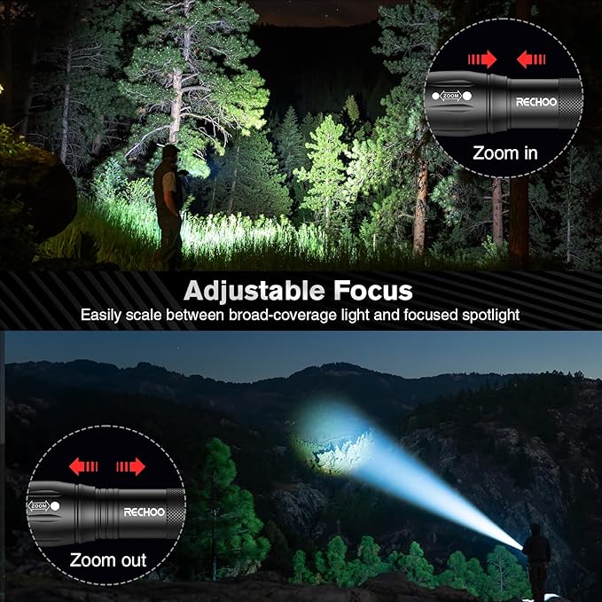 LED Flashlights High Lumens 4 Pack, Powerful Tactical Flashlight With 3 Modes, Pocket Small Flash Light, Waterproof Zoomable Flashlights for Home Emergencies, Camping Essentials (Battery Included)