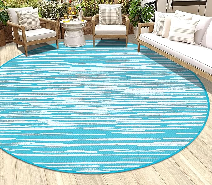 HEBE Outdoor Rug 8ft for Patios Clearance Waterproof Patio Mat Plastic Straw Rug Reversible RV Camping Tent Rug Outside Indoor Outdoor Area Rugs for RV,Deck,Beach,Balcony,Camper
