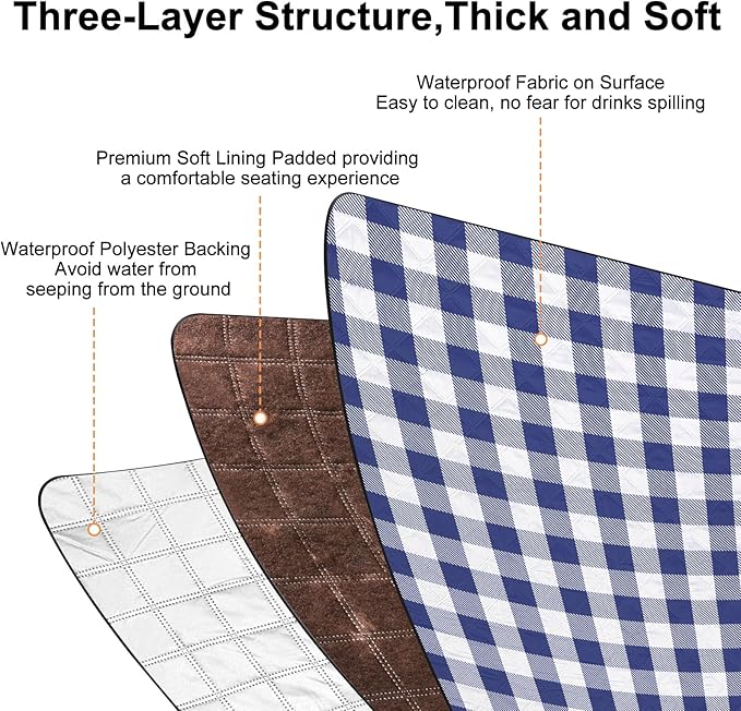 ICOSY Picnic Blankets Beach Blanket, Waterproof Outdoor Blanket Sandproof Picnic Camping Mat Camping Essentials 78" x 59"