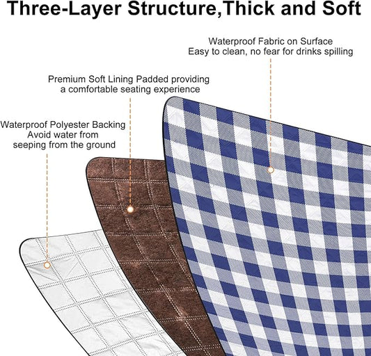 ICOSY Picnic Blankets Beach Blanket, Waterproof Outdoor Blanket Sandproof Picnic Camping Mat Camping Essentials 78" x 59"