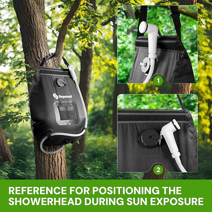 sapsisel Camping Shower Bag, 5 Gal/20L Solar Heating Camping Shower with Upgraded Hose and Shower Head,Portable Shower for Camping,Solar Shower