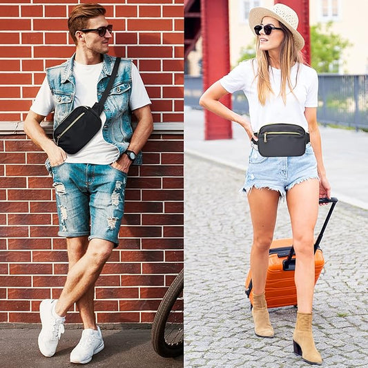 Fanny Packs for Women Men Fashion Plus Size Waist Pack Belt Bag Fanny Pack for Girls Boys with 5 Pockets Adjustable Belt, Cute Bum Bag Hip Bags for Travel Disney Running