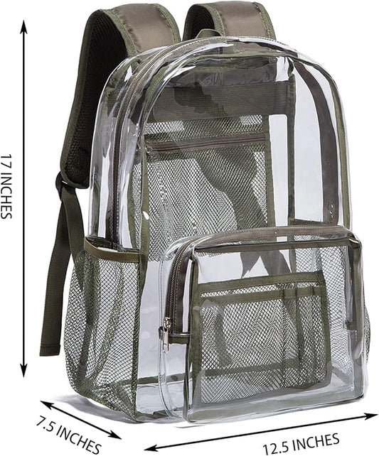 Vorspack Clear Backpack - Heavy Duty PVC Transparent See Through Backpack for College & Workplace