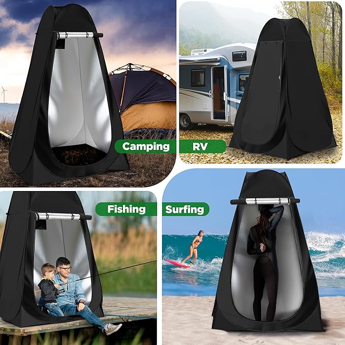 Portable Camping Toilet with Pop-Up Tent, Large Portable Toilet Kit for Adults, Outdoor Camping Shower Changing Room Emergency Tent Kit with Carry Bag for Hiking