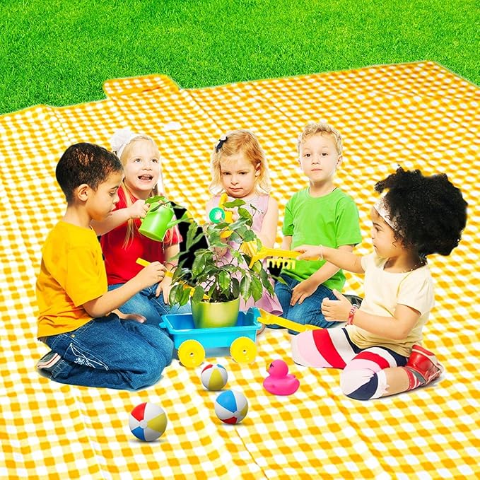 ZHUYNXIR Extra Large Picnic Blanket, 87x87 inch Waterproof Picnic Blanket, Gingham Picnic Mat for Beach, Camping Grass Picnic Blankets.