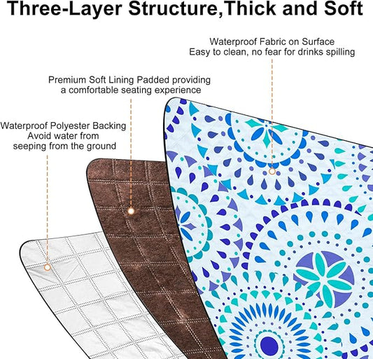 ICOSY Picnic Blankets Beach Blanket, Waterproof Outdoor Blanket Sandproof Picnic Camping Mat Camping Essentials 78" x 59"