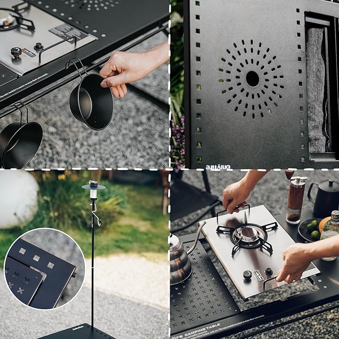 Onlyfire IGT Camping Table Kit with Propane Gas Stove and Carrying Case, Portable Folding Camp Table, IGT Unit Combination Combo for Picnic, RV, Car Trip, Tailgating, Patio, Backyard, GS337
