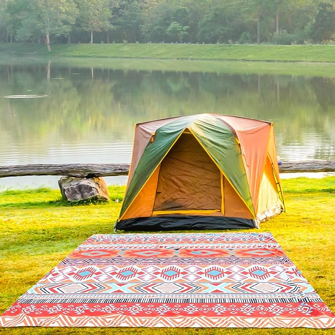 AISPARKY Beach Blanket Waterproof Sandproof, Oversized Large Beach Mat 79" X 83"/120"x108" for 1-8 Adults, Quick Drying&Compact&Lightweight, Picnic Mat Vacation Essentials for Beach Camping Travel