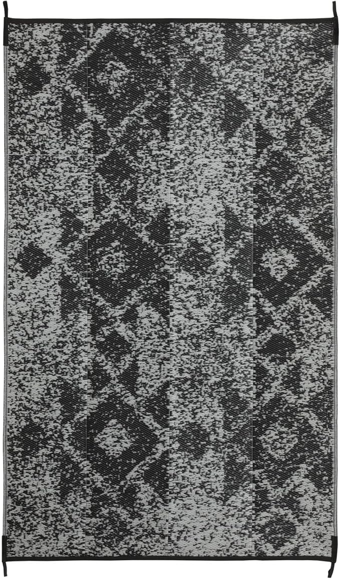 Waterproof Outdoor Rug 5x8 ft, Reversible Plastic Straw Rug, Easy to Clean Patio Rug, Portable Carpet for Patio, RV, Deck, Balcony, Backyard, Picnic, Beach, Mosaic, Gray