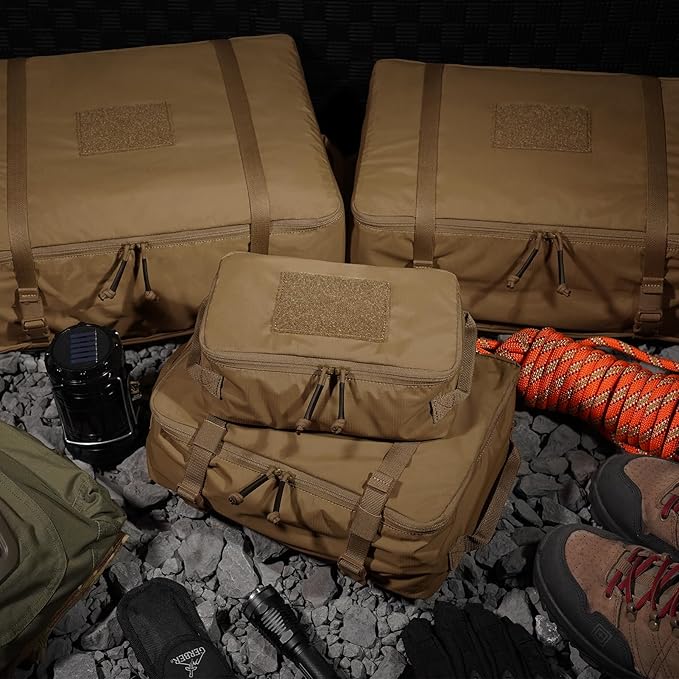 PETAC GEAR 4 PCS Tactical Modular Packing Cubes with Waterproof Material, Large Capacity Storage Bag, Easy Clean Outdoor Travel Organize Storage Pouches Bags (CB)