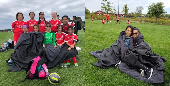 "Elemental Stadium Sherpa Blanket, Waterproof, Windproof, Picnic, Wheelchair, Camping, Concerts, Bag with Shoulder Strap and Carrying Handle, 56" x 80"