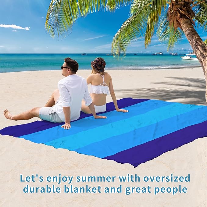 BYDOLL Beach Blanket Waterproof Sandproof 78''ร110'' Suits1-7 Adults Compact Lightweight Oversized Sand-Free Blanket Large Picnic Mat for Beach Travel Camping Hiking