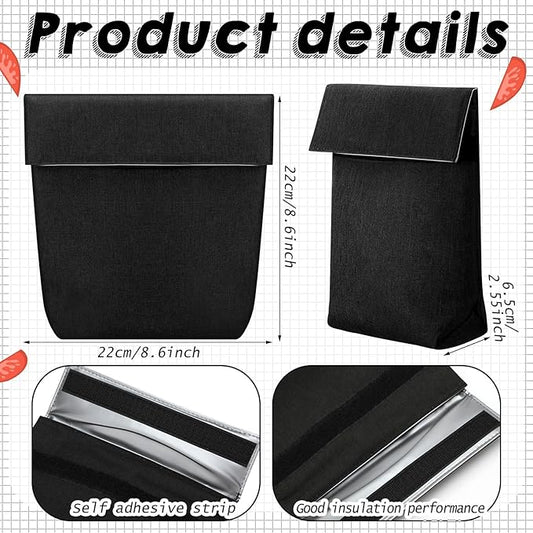 3 Pcs Insulated Sandwich Bag Reusable Snack Bags Washable Insulated Pouch Small Thermal Bag Reusable Lunch Bags for Work, Picnics, Travel, Office, Back to School(Dark Gray)