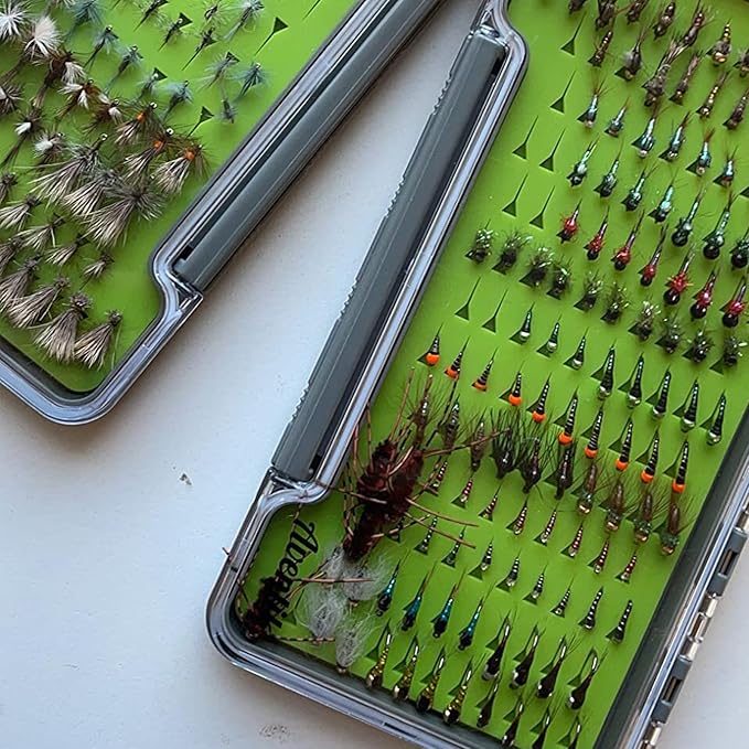 Aventik Fly Fishing Boxes Silicone Super Slim Fishing Storage Fishing Tackle Case Waterproof Best Pocket Sizes 7.36"X4.02"X0.63"/5.39"X3.74" X0.63'’(2pc-g048lb)