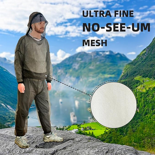 Mosquito Suit, Bug Net Pants & Jacket with Hood, Full Body Bug Suit for Gardening & Outdoor Protection from Bugs, Flies, Gnats, No-See-Ums & Midges, Mosquito Clothing for Women & Men, M Size