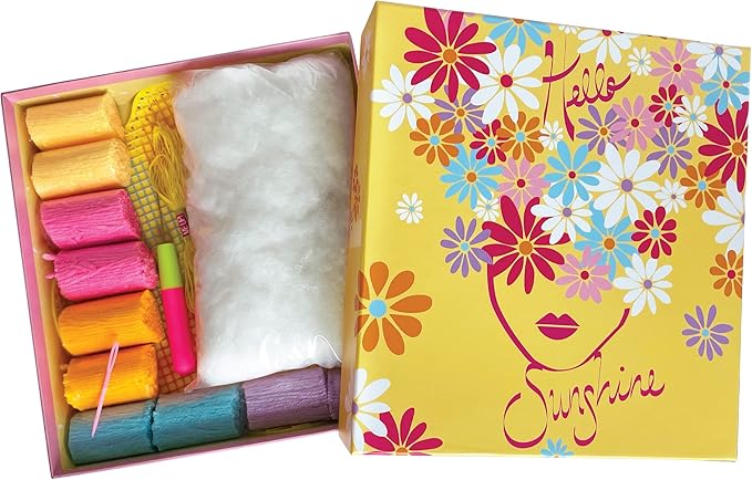 Totally Deco Daisy Latch Hook Hooked Rug Pillow Kit to Make and Display