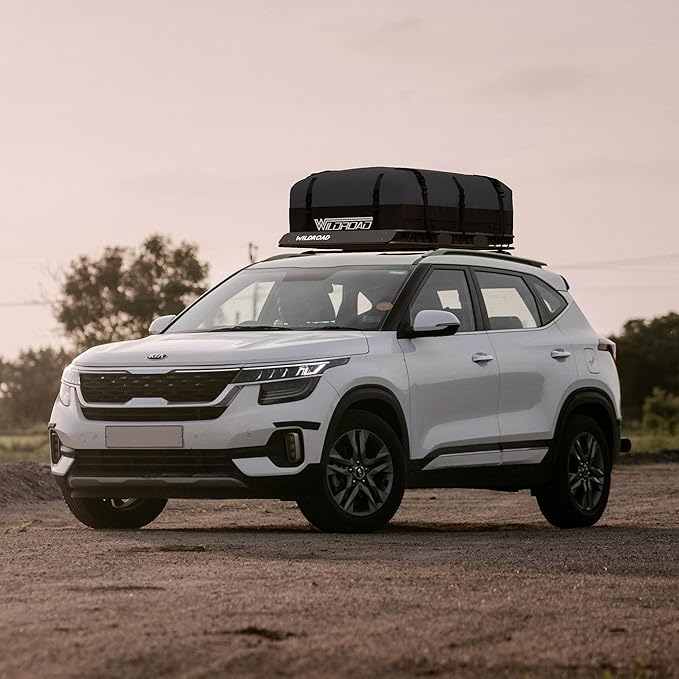 Rooftop Cargo Carrier Bag, WILDROAD 21 Cubic Feet 600D Ultra Anti-Tear Fabric Waterproof Car Roof Bag, Soft-Shell Roof Bag with Storage Bag, Anti-Slip Mat and 6 Door Hooks Fits Car with/Without Racks