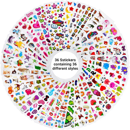 3D Stickers for Kids & Toddlers, 920+ 3D Puffy Stickers 36 Different Sheets Including Animals, Letters, Numbers, Dinosaurs, Cars and More for Boys, Girls, Teachers, Reward, Craft Scrapbooking
