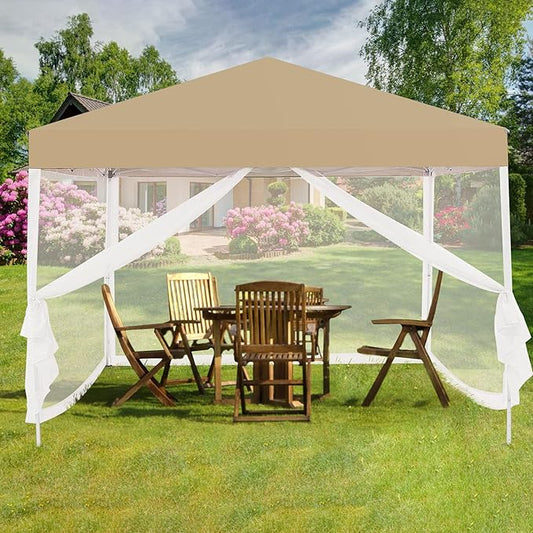 Mosquito Net for 10' x10' Patio Gazebo, Outdoor Netting for Camping Canopy Pop Up Tent Screen House Wall Mesh Sidewall with Zipper, Universal Replacement, White