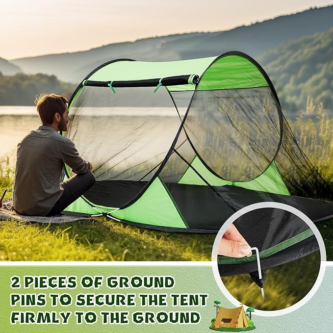Pop up Mosquito Net Tents for Camping Foldable Pop Tent with Ground Pins Waterproof Freestanding Insect Bug Net for Beach Hiking Summer Outdoor Bed Protection