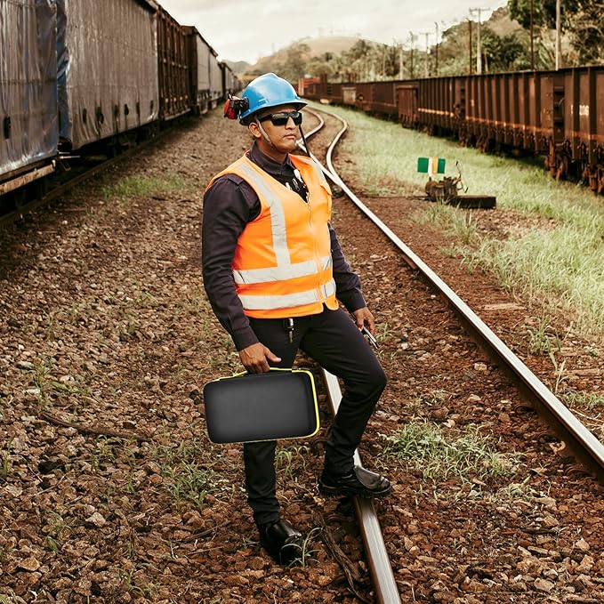 ANKHOH Walkie Talkie Case Holder for 50 Channel GMRS Two-Way Radio, Long Range Handheld Mobile Radios Hard Storage Carrying Box for Rechargeable Batteries, Charger and Headset, Yellow(Bag Only)