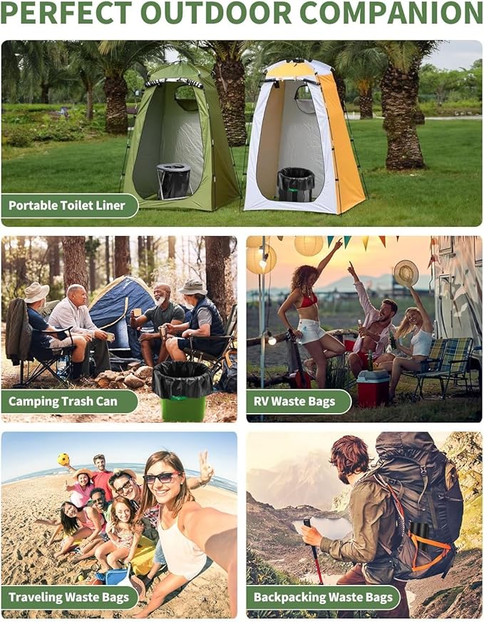 Camping Toilet Bags Poo Gel Set, Portable Toilet Bags with Camping Toilet Gel, Composting Toilet Bags Poo Gel for Portable Toilet Camping Outdoor Hiking Emergency Toilet