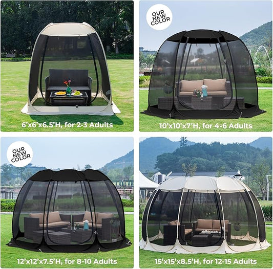 Alvantor Pop Up Screen Tent House Room Instant Outdoor Camping Canopy Sun Shelter Gazebo for Patio, Backyard & Deck, Privacy Tent(2-10 People, 8'x8' 10'x10' 12'x12')
