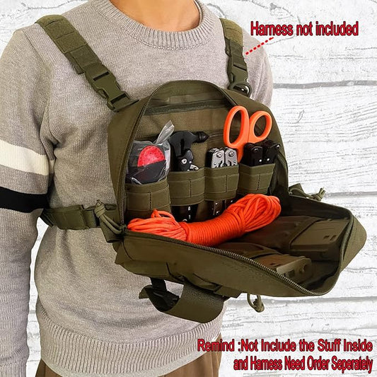 Tactical Molle Admin Pouch of Laser Cut Design,Medical EMT Organizer with Phone Pouch,EDC EMT Pack IFAK Tool Holder with US Patch (Large Black-Include Accessories)