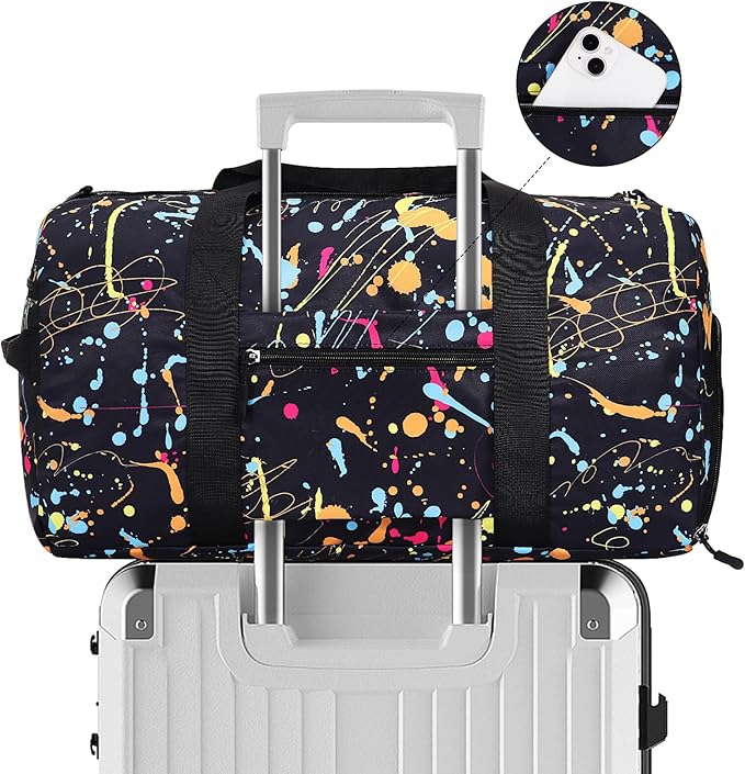KAMO Travel Duffle Bag, Weekender Bags for Women with Shoe Compartment, Gym Bag for Women with Wet Pocket Workout Dance Tote Bag Personal Item Travel Bag with Trolley Sleeve