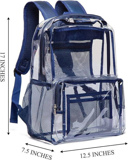 Vorspack Clear Backpack - Heavy Duty PVC Transparent See Through Backpack for College & Workplace