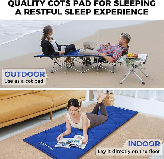 KingCamp Cot Mattress, Portable Lightweight Camping Sleeping Mat Soft Comfortable Non-Slip Cot Pad for Camp Cot, RV Bunk & Twin Beds