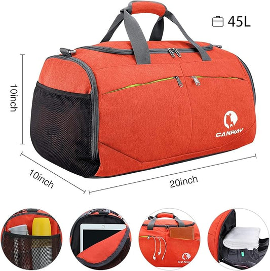 Canway Sports Gym Bag, Travel Duffel bag with Wet Pocket & Shoes Compartment for men women, 45L/40L, Lightweight