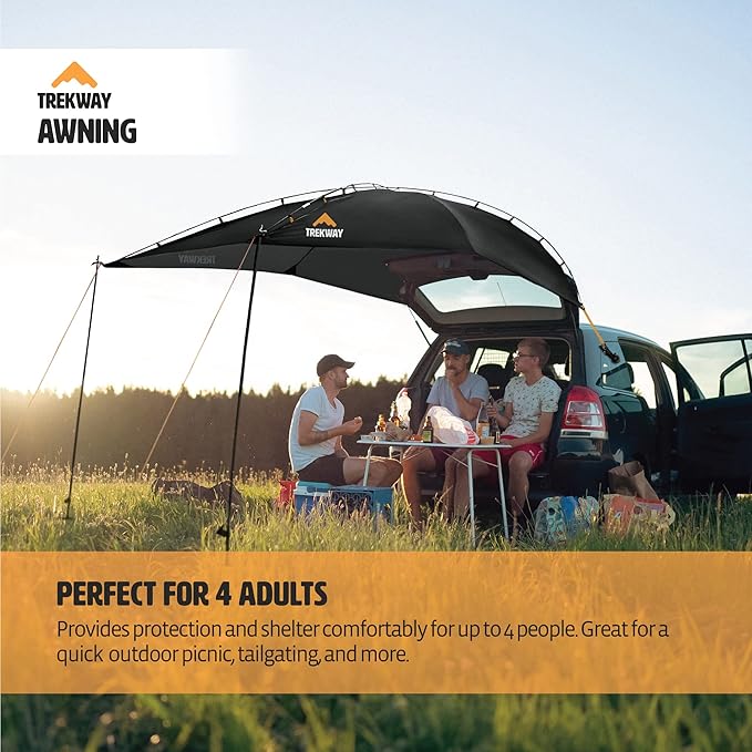 Trekway Waterproof Portable Vehicle Awning| Pop up Canopy | Sun Shade with Outdoor Privacy Wall| Great for Camping| Beach| Picnics| Etc.| Fit Great on Car| SUV| Jeep| Etc.