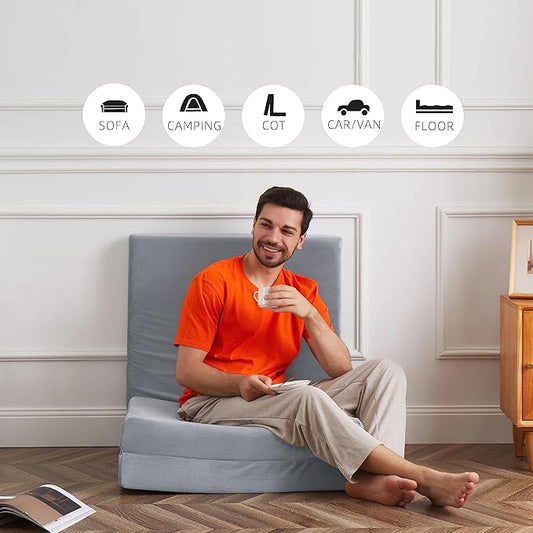 Sleeping Mats for Adults,Memory Foam Camping Folding Pad,Floor Trifold Mattress,Machine Washable Cover,Guest Bed