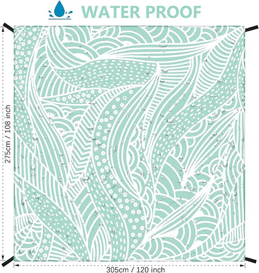 Beach Blanket Sandproof Extra Large Beach Mat Adults Waterproof Quick Drying Sand Free Mat Made by Premium Polyester with 4 Stakes & 4 Corner Pockets for Outdoor Travel Camping Hiking