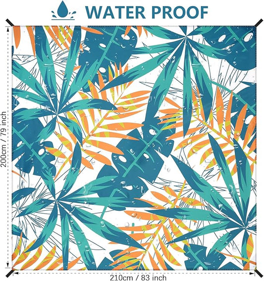 Beach Blanket Sandproof Extra Large Beach Mat Adults Waterproof Quick Drying Sand Free Mat Made by Premium Polyester with 4 Stakes & 4 Corner Pockets for Outdoor Travel Camping Hiking