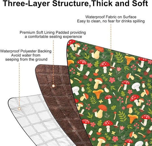 ICOSY Picnic Blankets Beach Blanket, Waterproof Outdoor Blanket Sandproof Picnic Camping Mat Camping Essentials 78" x 59"