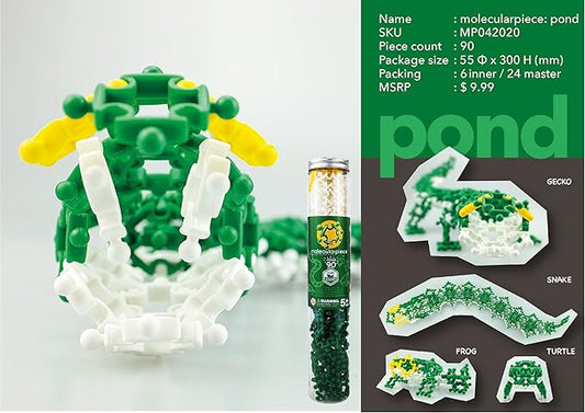 Pond (90 pcs) Eco-Friendly 4D Educational Building Toy for Creative Kids | Snake, Frog, Gecko, Turtle | Portable | Hours of Fun | Party Activity | Nature Science for Boys & Girls