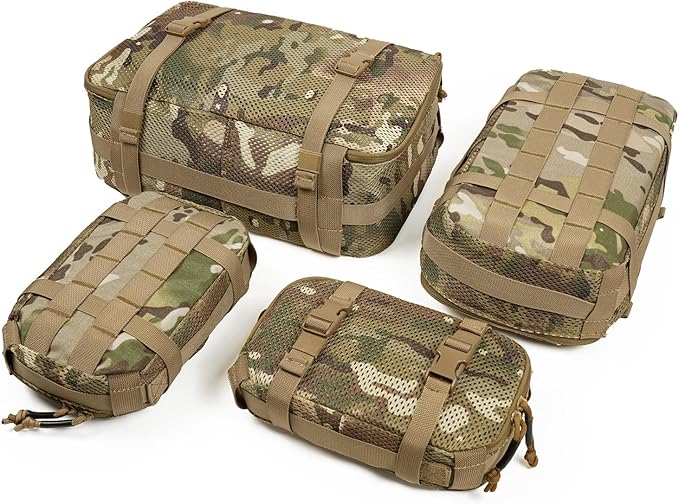 4 Set Tactical Packing Cubes ,Compressible Mesh Duffle Storage Bag,Portable Edc Molle Pouch Organizer.